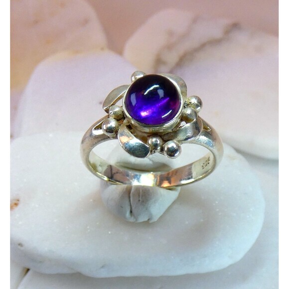 VTG Genuine Amethyst Sterling Silver Artisan Ring Size 7 OOAK - Picture 2 of 8